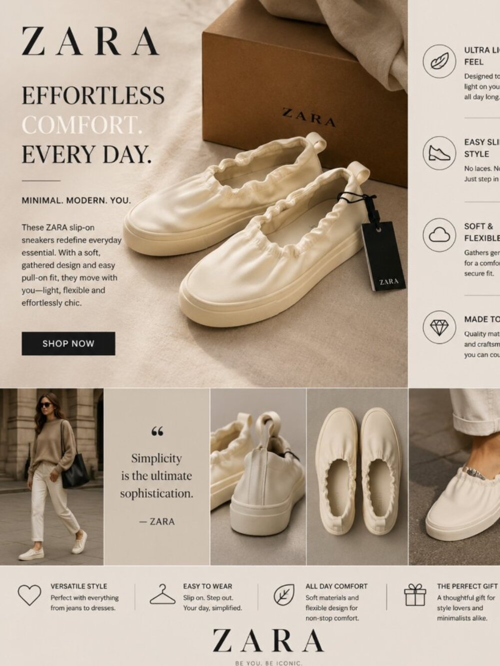 ZARA Gathered Slip-On Sneakers – Everyday Minimal Collection